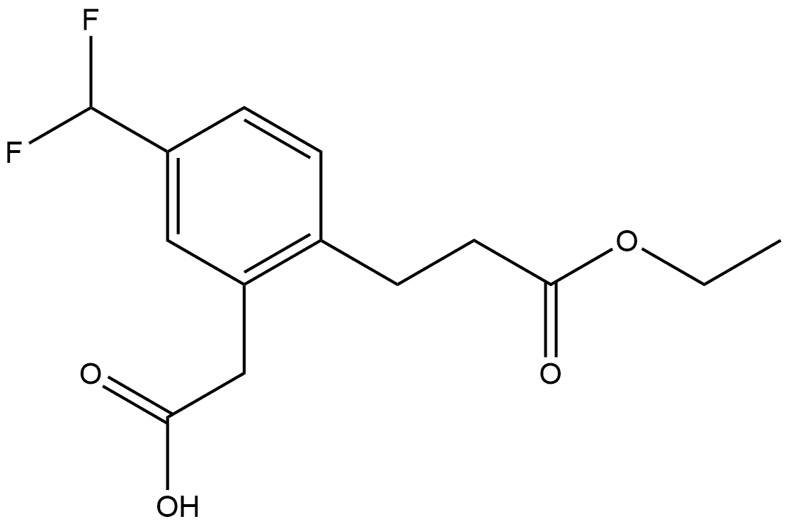 5-(Difluoromethyl)-2-(3-ethoxy-3-oxopropyl)phenylacetic acid 구조식 이미지