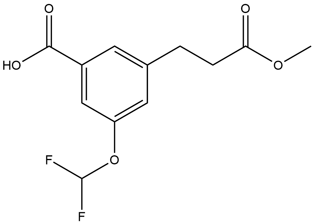 3-(Difluoromethoxy)-5-(3-methoxy-3-oxopropyl)benzoic acid Structure