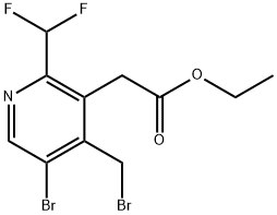 Ethyl 5-bromo-4-(bromomethyl)-2-(difluoromethyl)pyridine-3-acetate 구조식 이미지