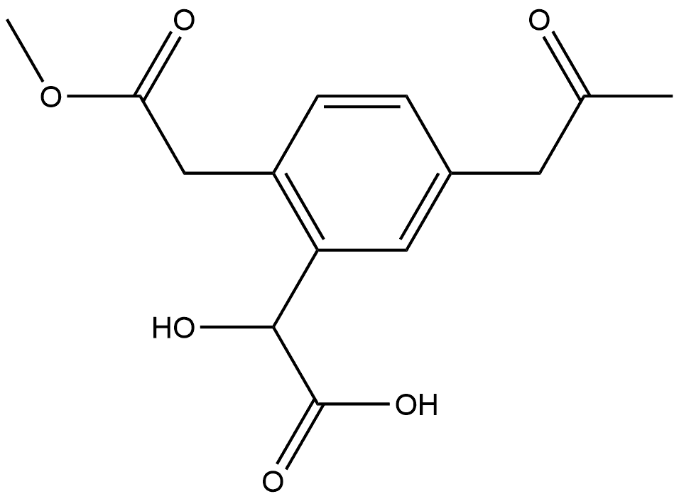 Methyl 2-(carboxy(hydroxy)methyl)-4-(2-oxopropyl)phenylacetate Structure