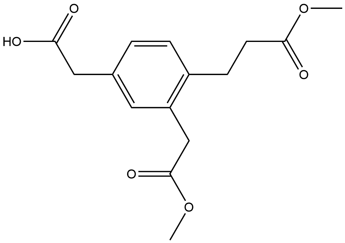 Methyl 5-(carboxymethyl)-2-(3-methoxy-3-oxopropyl)phenylacetate 구조식 이미지