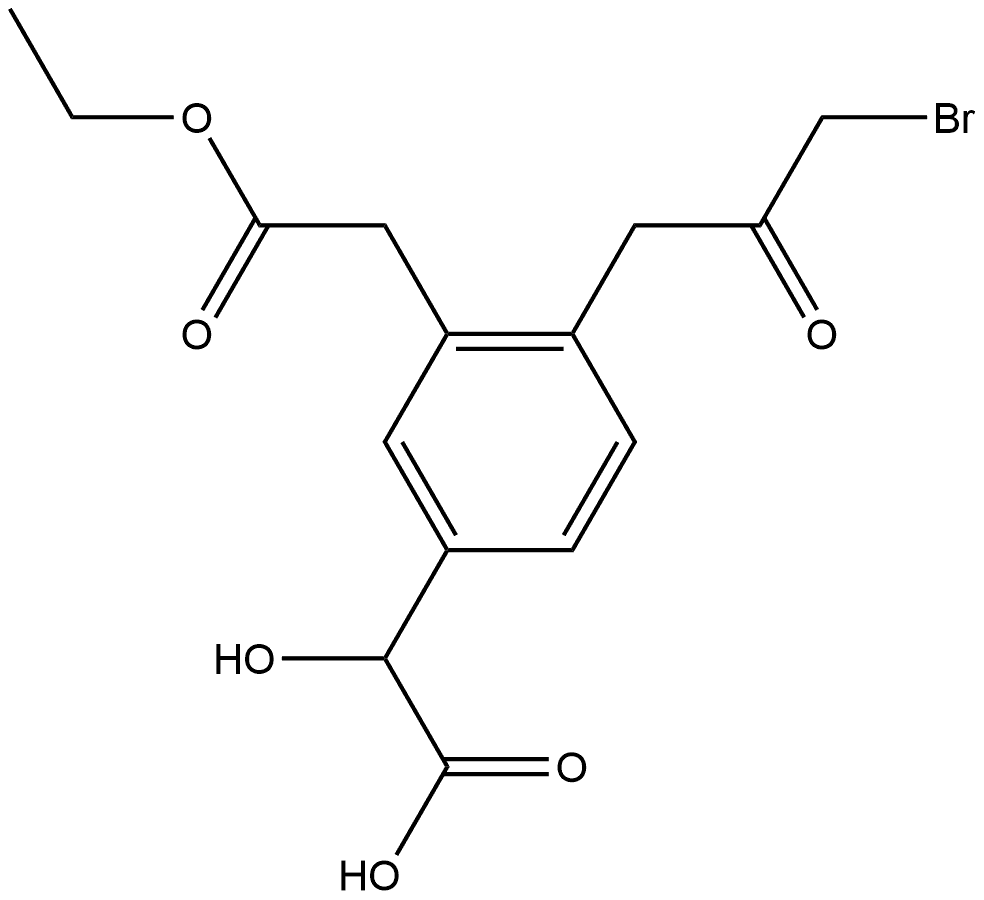 Ethyl 2-(3-bromo-2-oxopropyl)-5-(carboxy(hydroxy)methyl)phenylacetate Structure