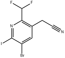 3-Bromo-6-(difluoromethyl)-2-iodopyridine-5-acetonitrile Structure