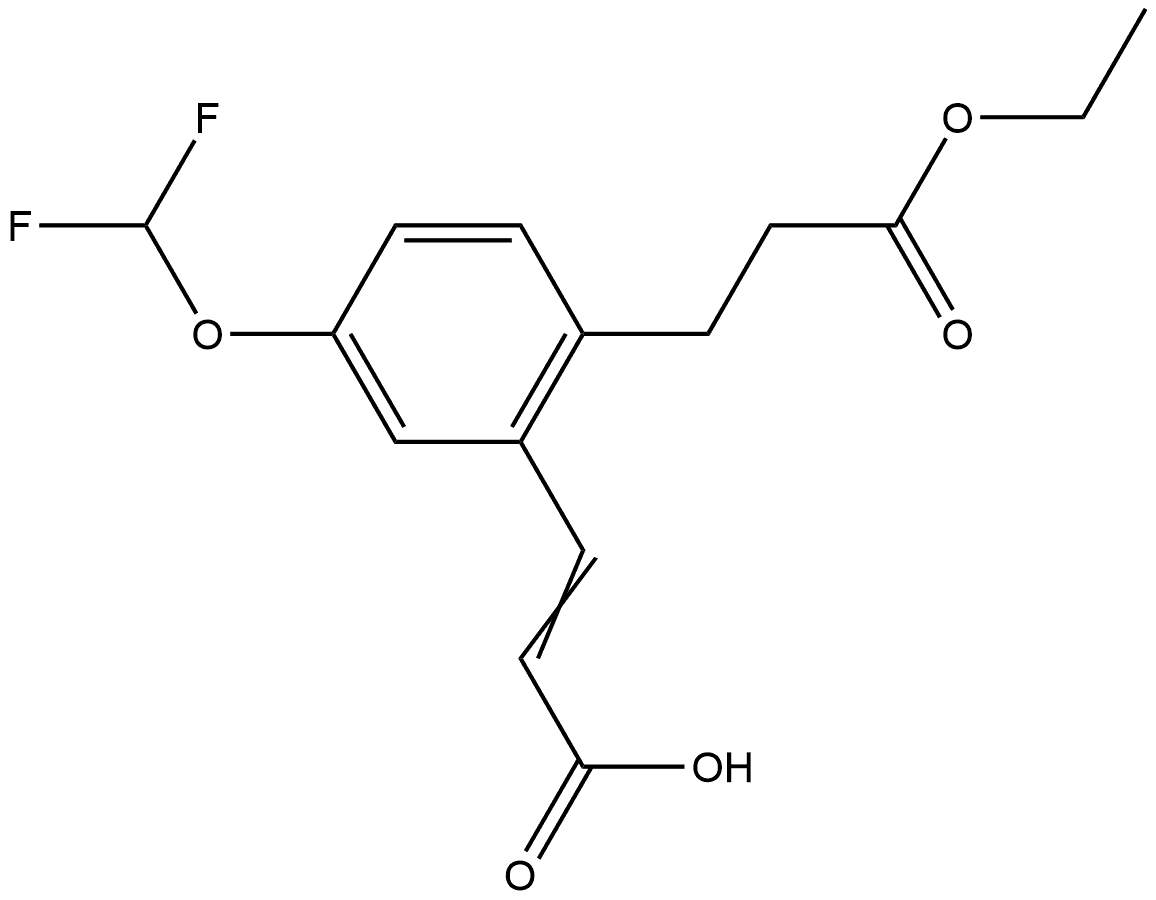 5-(Difluoromethoxy)-2-(3-ethoxy-3-oxopropyl)cinnamic acid Structure