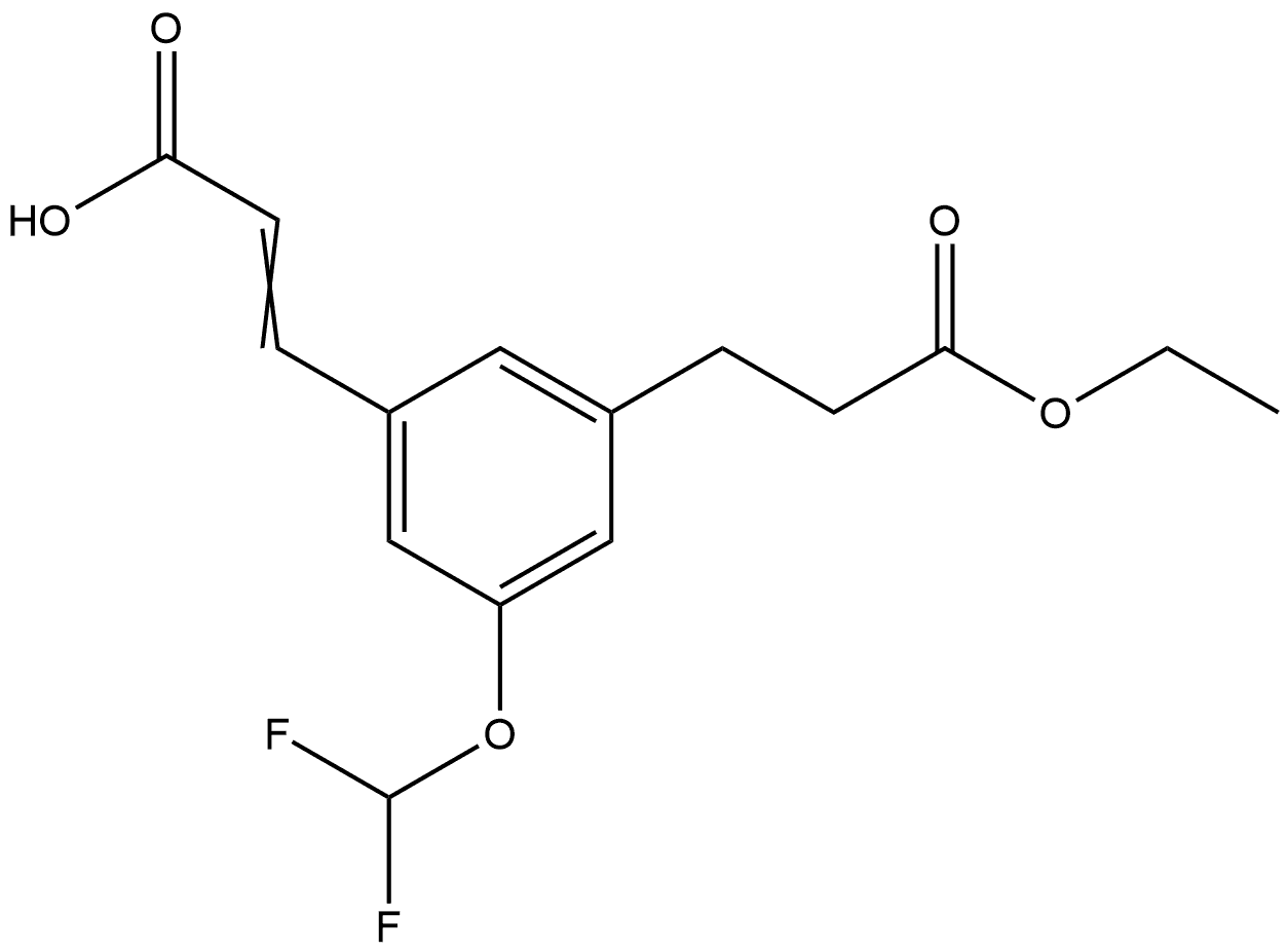 3-(Difluoromethoxy)-5-(3-ethoxy-3-oxopropyl)cinnamic acid Structure