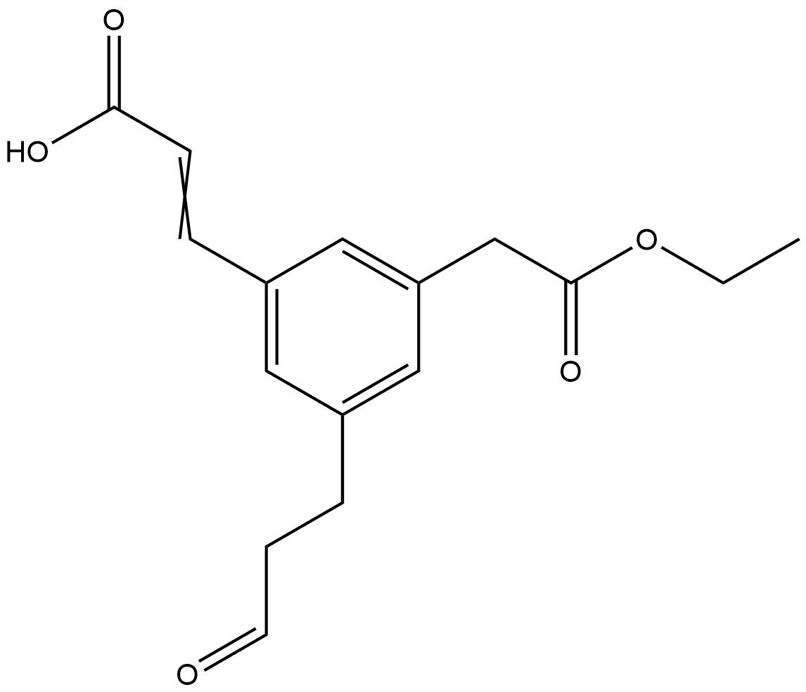 Ethyl 3-(2-carboxyvinyl)-5-(3-oxopropyl)phenylacetate Structure