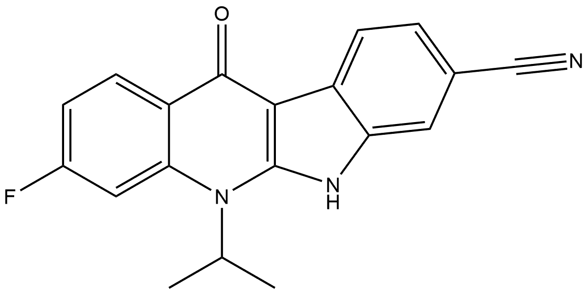 5H-Quinindoline-8-carbonitrile, 3-fluoro-6,11-dihydro-5-(1-methylethyl)-11-oxo- Structure