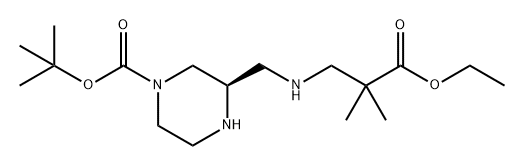 1,1-Dimethylethyl (3R)-3-[[(3-ethoxy-2,2-dimethyl-3-oxopropyl)amino]methyl]-1-piperazinecarboxylate 구조식 이미지