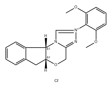 4H,6H-Indeno[2,1-b][1,2,4]triazolo[4,3-d][1,4]oxazinium, 2-(2,6-dimethoxyphenyl)-5a,10b-dihydro-, chloride (1:1), (5aR,10bS)- Structure