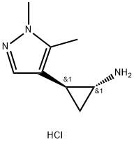 rac-(1R,2S)-2-(1,5-dimethyl-1H-pyrazol-4-yl)cyclopropan-1-amine dihydrochloride, trans Structure