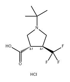 trans-1-tert-butyl-4-(trifluoromethyl)pyrrolidine-3-carboxylic acid hydrochloride Structure