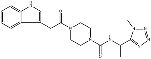 4-(2-(1H-indole-3-yl)acetyl)-N-(1-(1-methyl-1H-tetrazole-5-yl)ethyl)piperazine-1-carboxylic acid amide Structure