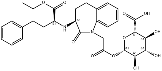 β-D-Glucopyranuronic acid, 1-[(3S)-3-[[(1S)-1-(ethoxycarbonyl)-3-phenylpropyl]amino]-2,3,4,5-tetrahydro-2-oxo-1H-1-benzazepine-1-acetate] Structure