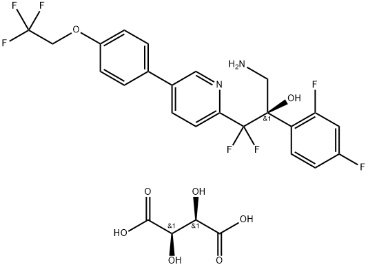 2-Pyridineethanol, α-(aminomethyl)-α-(2,4-difluorophenyl)-β,β-difluoro-5-[4-(2,2,2-trifluoroethoxy)phenyl]-, (αR)-, (2R,3R)-2,3-dihydroxybutanedioate (1:1) Structure