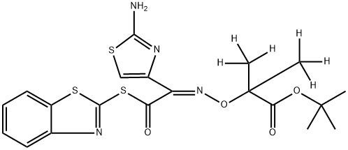 2-Mercaptobenzothiazolyl-(Z)-(2-aminothiazol-4-yl)-2-(tert-butoxycarbonyl)isopropoxyiminoacetate-D6 Structure