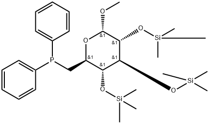 Methyl 6-deoxy-6-(diphenylphosphino)-2,3,4-tris-O-(trimethylsilyl)hexo pyranoside Structure