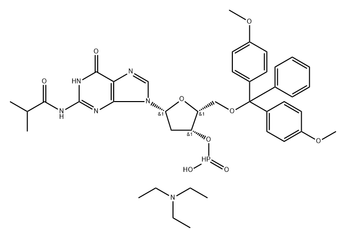2'-Deoxy-5'-O-DMT-N2-isobutyrylguanosine 3'-H phosphonate triethylammonium salt Structure