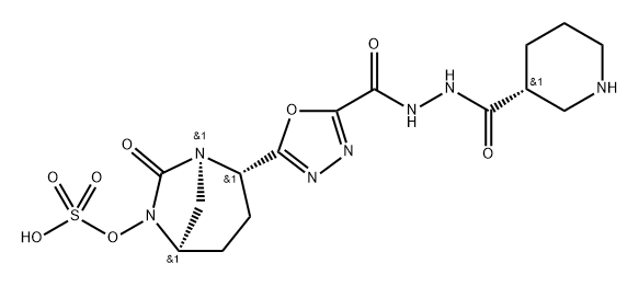 (3R)-3-Piperidinecarboxylic acid 2-[[5-[(1R,2S, 5R)-7-oxo-6-(sulfooxy)-1,6-diazabicyclo[3.2.1] oct-2-yl]-1,3,4-oxadiazol-2-yl]carbonyl] hydrazide Structure