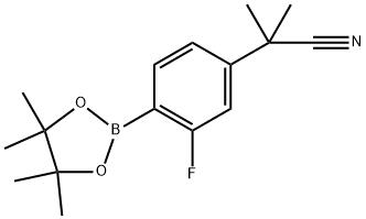 Benzeneacetonitrile, 3-fluoro-α,α-dimethyl-4-(4,4,5,5-tetramethyl-1,3,2-dioxaborolan-2-yl)- Structure