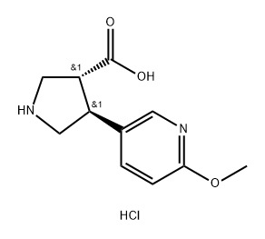 3-?Pyrrolidinecarboxyli?c acid, 4-?(6-?methoxy-?3-?pyridinyl)?-?, hydrochloride (1:2)?, (3R,?4S)?- Structure