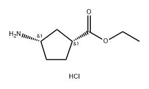 Cyclopentanecarboxylic acid, 3-amino-, ethyl ester, hydrochloride (1:1), (1R,3S)- Structure