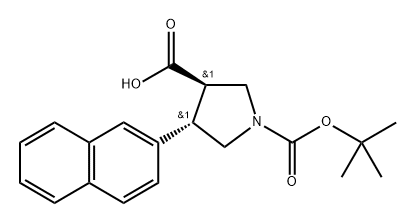 (3R,4S)-1-(tert-Butoxycarbonyl)-4-(naphthalen-2-yl)pyrrolidine-3-carboxylic acid Structure