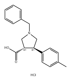 trans-1-benzyl-4-(4-methylphenyl)pyrrolidine-3-carboxylic acid hydrochloride Structure