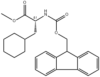 Cyclohexanepropanoic acid, α-[[(9H-fluoren-9-ylmethoxy)carbonyl]amino]-, methyl ester, (αR)- Structure