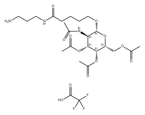 Pentanamide, N-(3-aminopropyl)-5-[[3,4,6-tri-O-acetyl-2-(acetylamino)-2-deoxy-β-D-galactopyranosyl]oxy]-, 2,2,2-trifluoroacetate (1:1) Structure