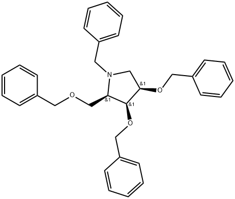 1,4-dideoxy-1,4-benzylimino-2,3,5-tri-O-benzyl-D-lyxitol Structure