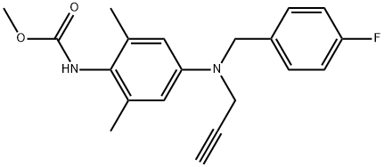 Carbamic acid, N-[4-[[(4-fluorophenyl)methyl]-2-propyn-1-ylamino]-2,6-dimethylphenyl]-, methyl ester Structure