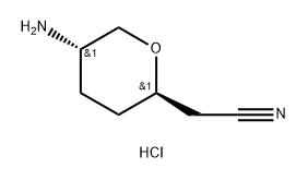 2H-Pyran-2-acetonitrile, 5-aminotetrahydro-, hydrochloride (1:1), (2R,5S)- Structure