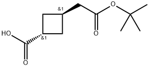 Cyclobutaneacetic acid, 3-carboxy-, 1-(1,1-dimethylethyl) ester, trans- Structure