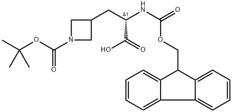 3-Azetidinepropanoic acid, 1-[(1,1-dimethylethoxy)carbonyl]-α-[[(9H-fluoren-9-ylmethoxy)carbonyl]amino]-, (αS)- Structure