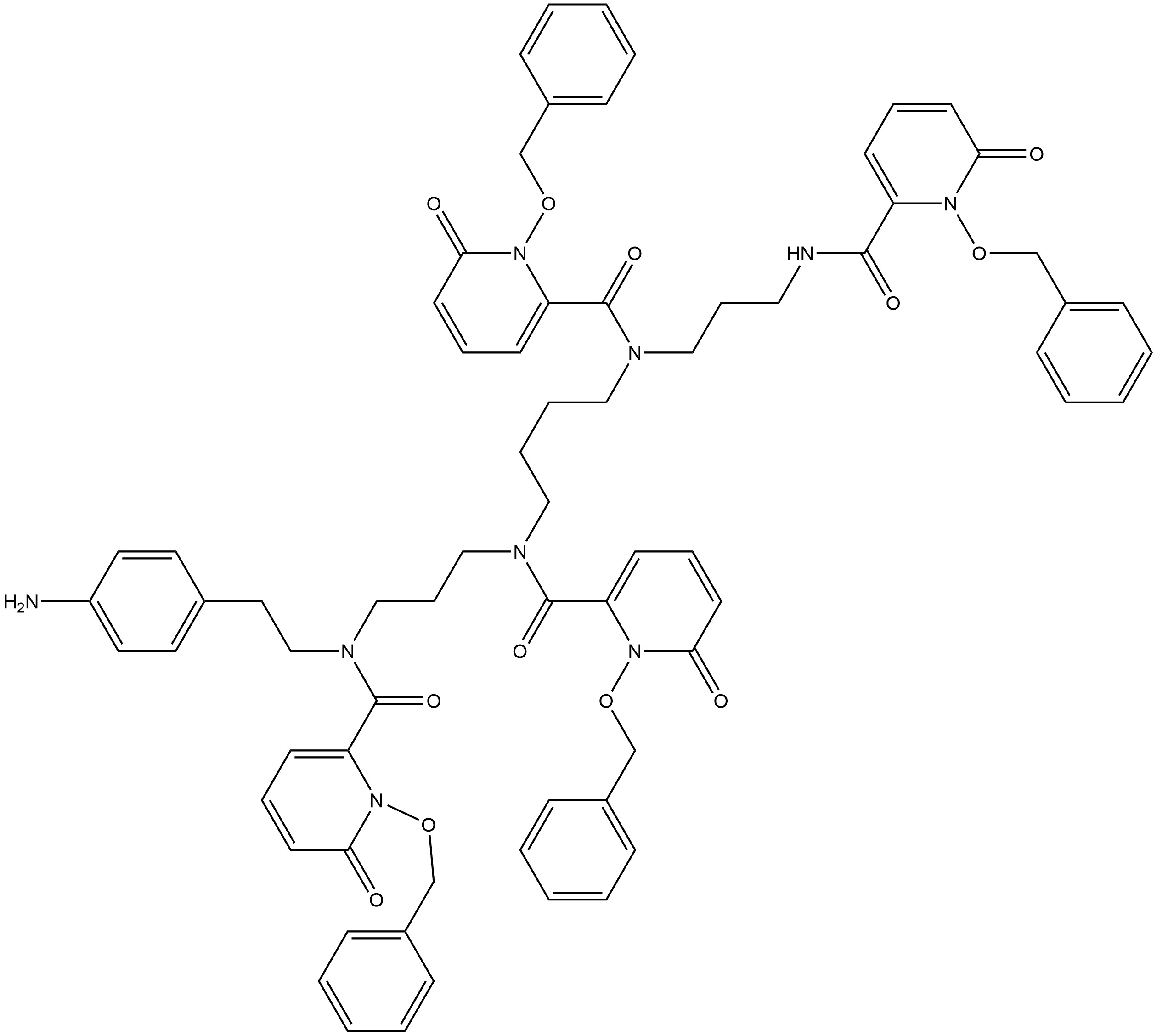 N-(4-aminophenethyl)-1-(benzyloxy)-N-(3-(1-(benzyloxy)-N-(4-(1-(benzyloxy)-N-(3-(1-(benzyloxy)-6-oxo-1,6-dihydropyridine-2-carboxamido)propyl)-6-oxo-1,6-dihydropyridine-2-carboxamido)butyl)-6-oxo-1,6-dihydropyridine-2-carboxamido)propyl)-6-oxo-1,6-dihydropyridine-2-carboxamide Structure