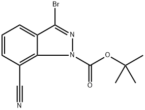 tert-butyl 3-bromo-7-cyano-1H-indazole-1-carboxylate 구조식 이미지