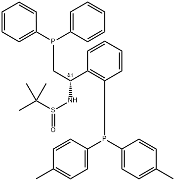 2-Propanesulfinamide, N-[(1S)-1-[2-[bis(4-methylphenyl)phosphino]phenyl]-2-(diphenylphosphino)ethyl]-2-methyl-, [S(R)]- 구조식 이미지
