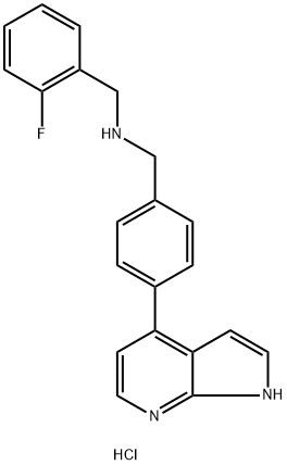 Benzenemethanamine, N-[(2-fluorophenyl)methyl]-4-(1H-pyrrolo[2,3-b]pyridin-4-yl)-, hydrochloride (1:2) 구조식 이미지