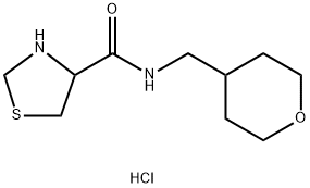 N-((tetrahydro-2H-pyran-4-yl)methyl)thiazolidine-4-carboxamide hydrochloride Structure