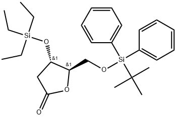 (4S,5R)-5-(((tert-butyldiphenylsilyl)oxy)methyl)-4-((triethylsilyl)oxy)dihydrofuran-2(3H)-one Structure