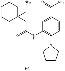 3-{2-[1-(aminomethyl)cyclohexyl]acetamido}-4-(py rrolidin-1-yl)benzamide hydrochloride Structure