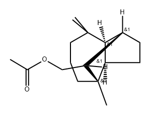 [1S-(1alpha,3abeta,4alpha,8abeta,9S*)]-decahydro-4,8,8-trimethyl-1,4-methanoazulene-9-methyl acetate Structure