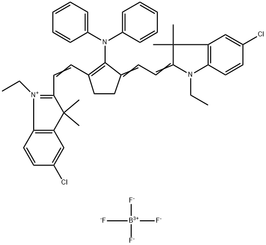 3H-Indolium, 5-chloro-2-[2-[3-[2-(5-chloro-1-ethyl-1,3-dihydro-3,3-dimethyl-2H-indol-2-ylidene)ethylidene]-2-(diphenylamino)-1-cyclopenten-1-yl]ethenyl]-1-ethyl-3,3-dimethyl-, tetrafluoroborate(1-) (1:1) Structure