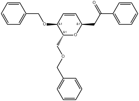 2-(4',6'-di-O-benzyl-2',3'-dideoxy-α-D-erythro-hex-2'-enopyranosyl)acetophenone Structure