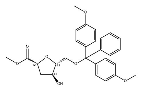 2,5-Anhydro-3-deoxy-6-O-DMT-D-ribo-hexonic acid methyl ester 구조식 이미지