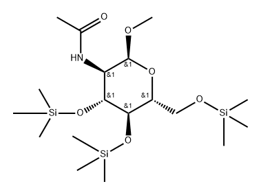 Methyl 2-(acetylamino)-3-O,4-O,6-O-tris(trimethylsilyl)-2-deoxy-α-D-glucopyranoside 구조식 이미지