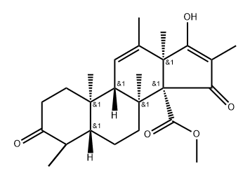 Androsta-11,16-diene-14-carboxylic acid, 4,4,8,12,16-pentamethyl-17-hydroxy-3,15-dioxo-, methyl ester, (5β,8α,9β,10α,13α)- Structure