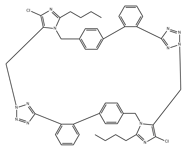 5H,18H,23H,36H-6,9:24,27-Dietheno-17,14:35,32-dinitrilobenzo[m]diimidazo[5,1-f:5',1'-t][2,3,4,7,16,17,18,21]benzoctaazacyclooctacosine, 3,21-dibutyl-1,19-dichloro- Structure