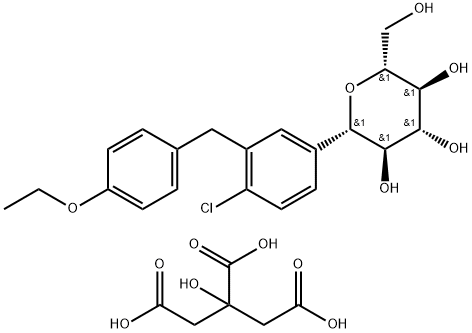 D-Glucitol, 1,5-anhydro-1-C-[4-chloro-3-[(4-ethoxyphenyl)methyl]phenyl]-, (1S)-, compd. with 2-hydroxy-1,2,3-propanetricarboxylic acid (1:1) Structure