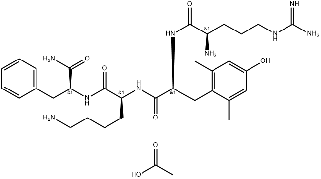 L-Phenylalaninamide, D-arginyl-2,6-dimethyl-L-tyrosyl-L-lysyl-, acetate (1:3) Structure